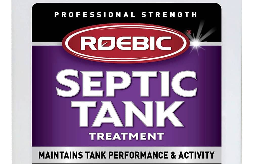 Container of Roebic Septic Tank Treatment K-37 for maintaining septic tank performance.