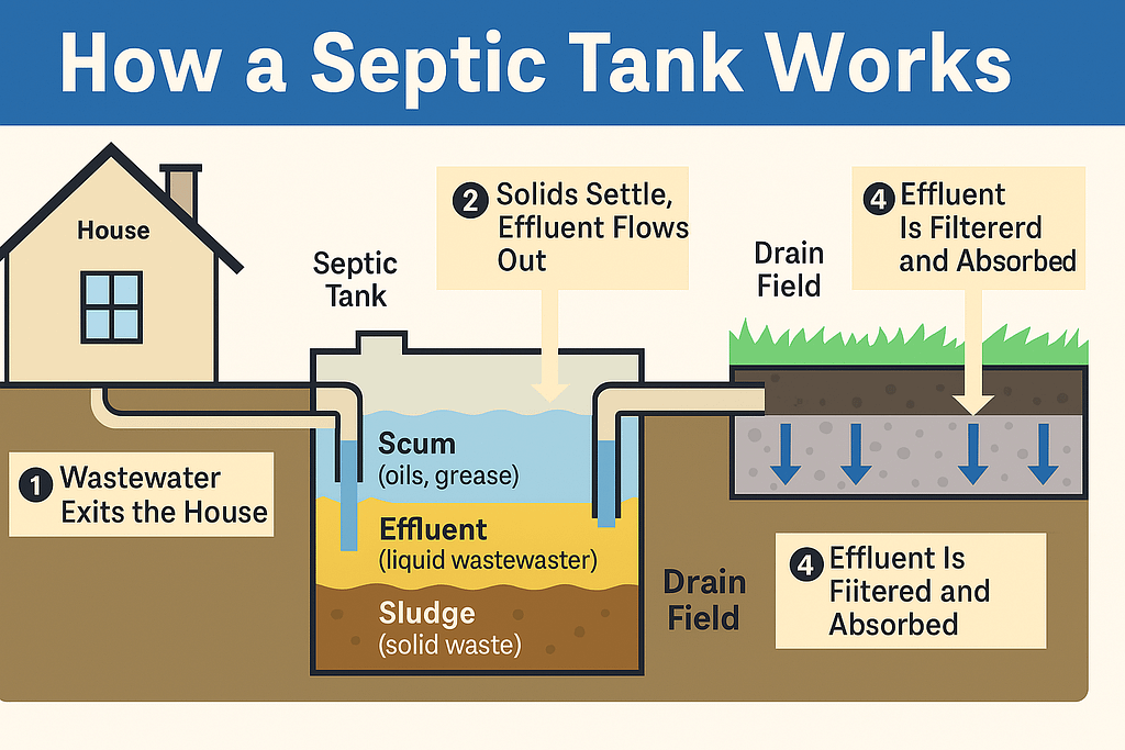 How Does a Septic Tank Work infographic