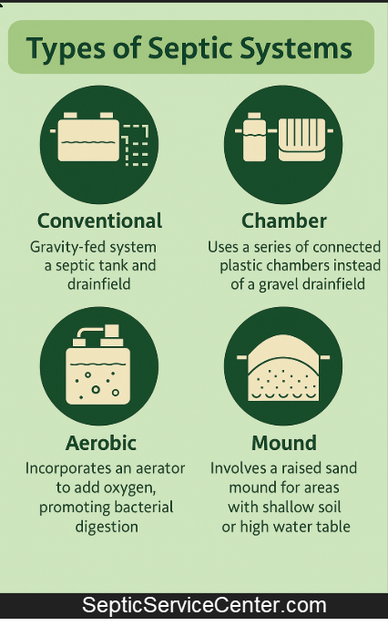 Types of SepticSystems Infographic. Types of SepticSystems Infographic.