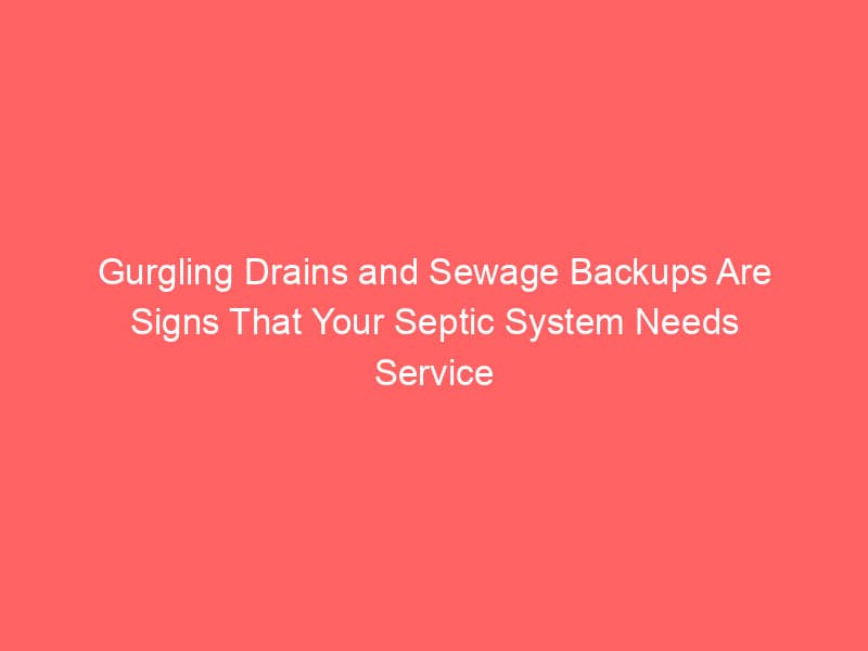 Gurgling Drains and Sewage Backups Are Signs That Your Septic System Needs Service